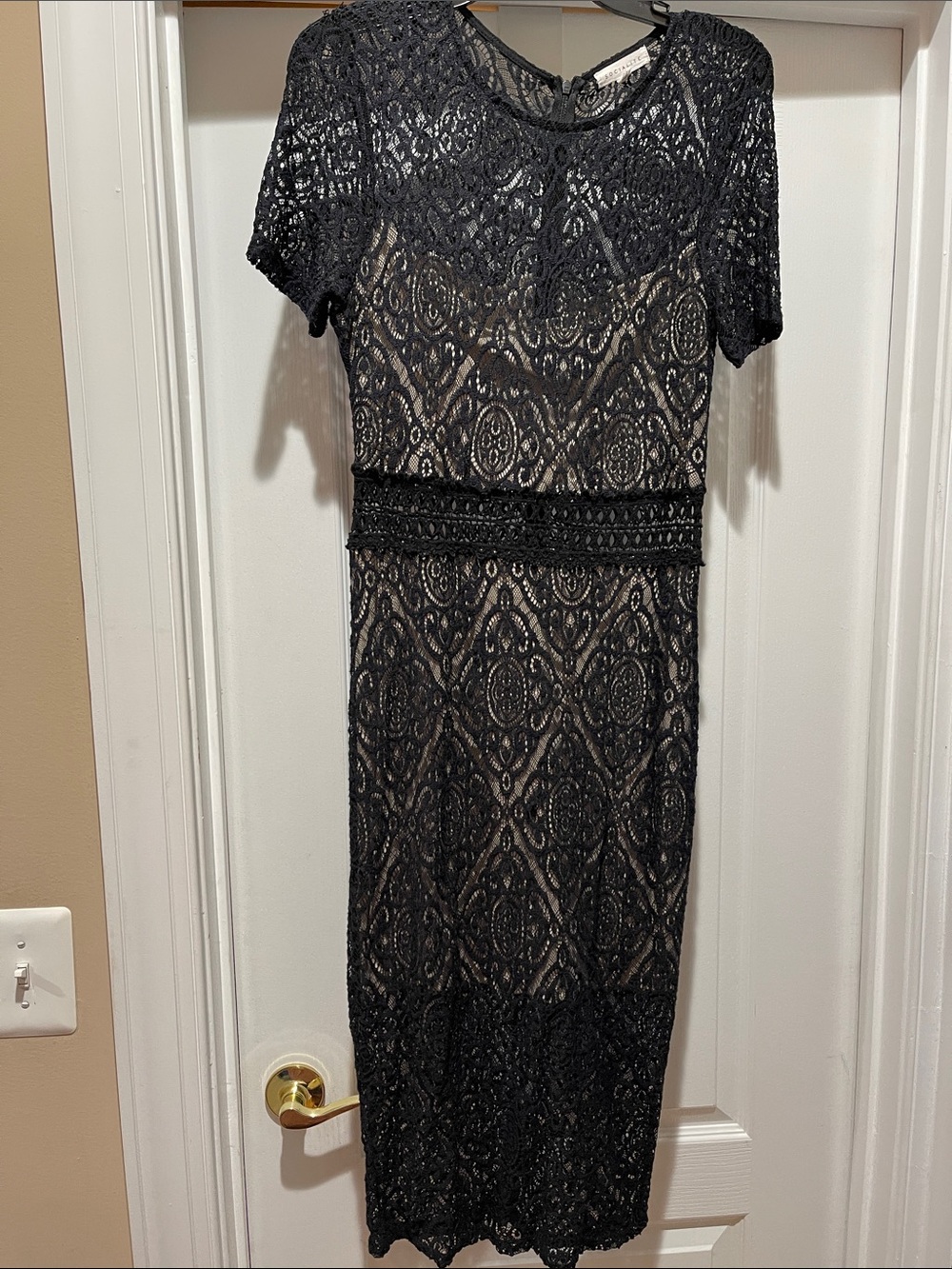 Socialite Black Lace Midi Dress with Scalloped Hem